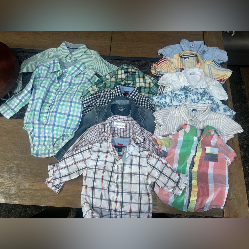 24M Toddler Boy Button-Up Shirts - Bonus bow tie set - Picture 2 of 6